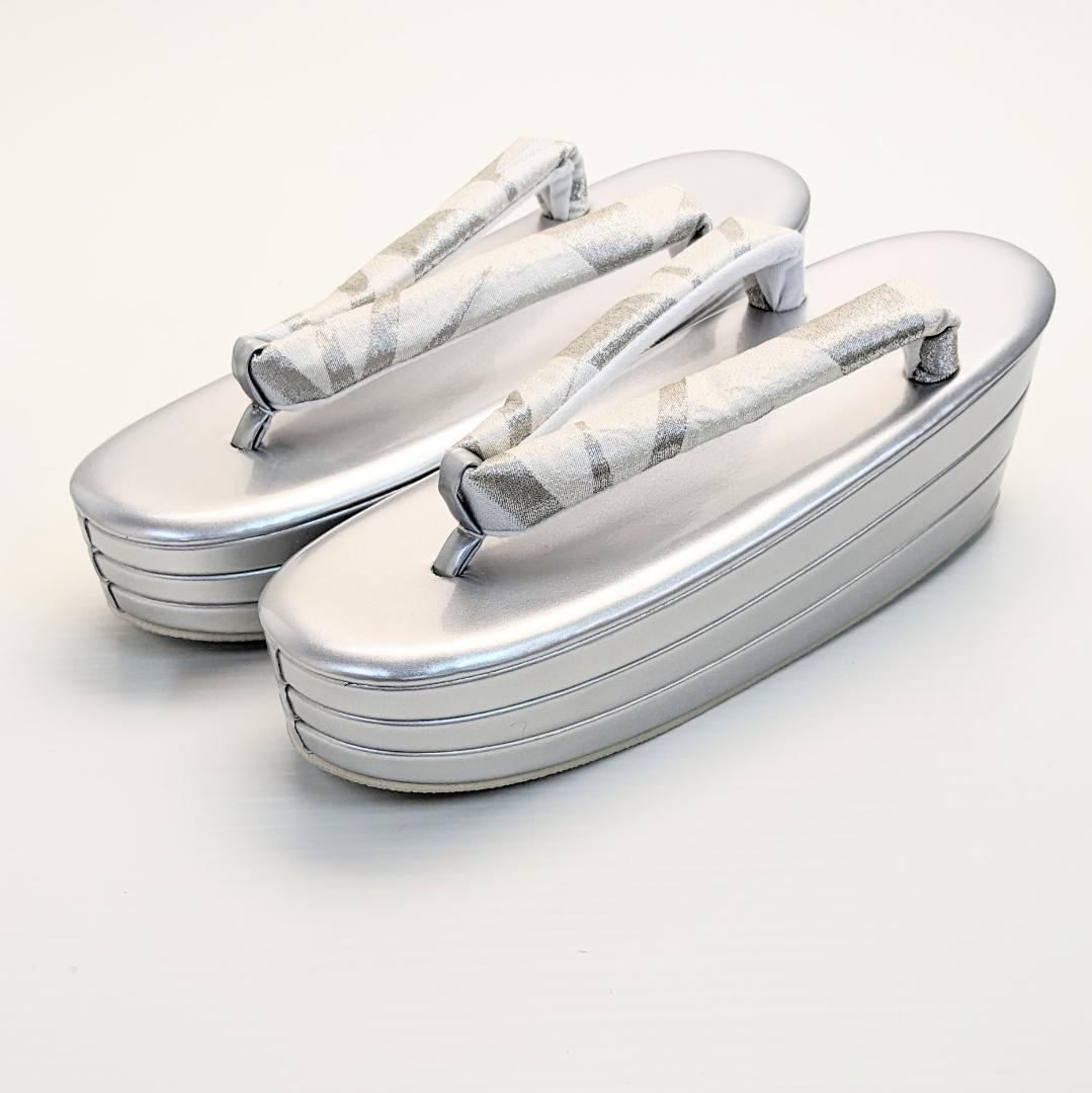 和装 草履バッグセット 帯地 銀 シルバー 3枚芯 フリーサイズ k15-9