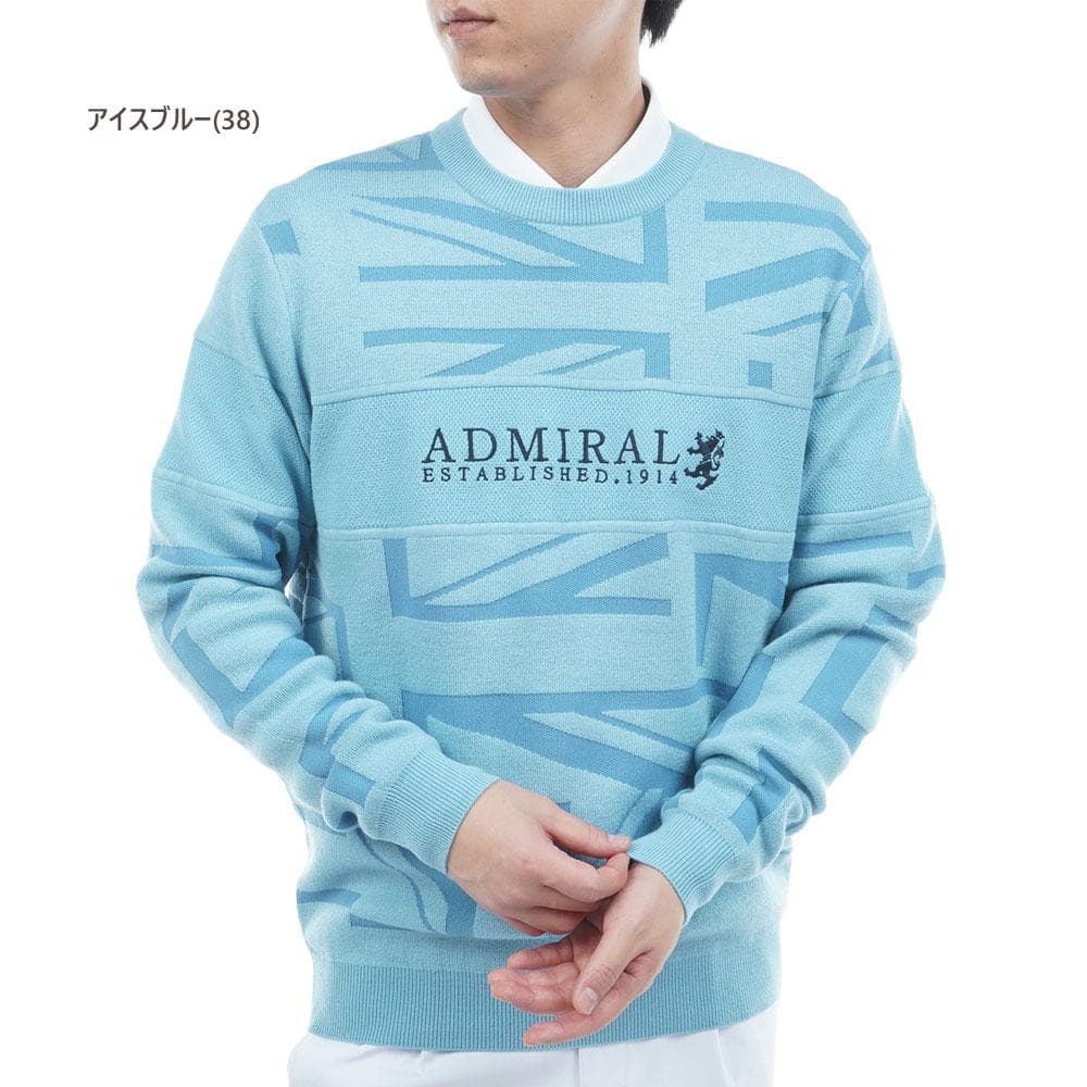 アドミラル ゴルフ クルーネックセーター【L寸】アイスブルー　adma564
