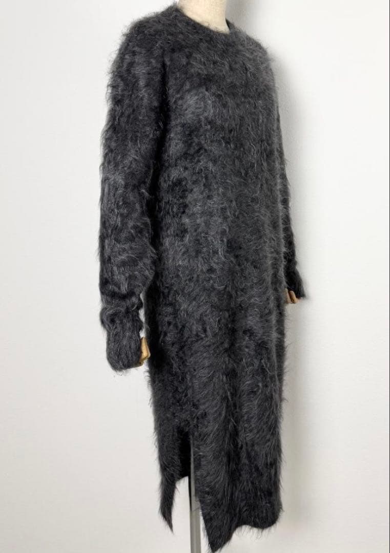 ブラミンク ニットワンピース カシミヤ100% シャギー　ファー　 グレー