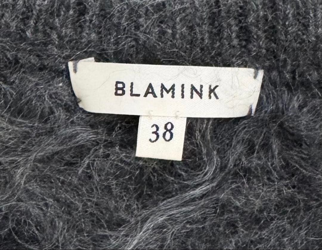 ブラミンク ニットワンピース カシミヤ100% シャギー　ファー　 グレー