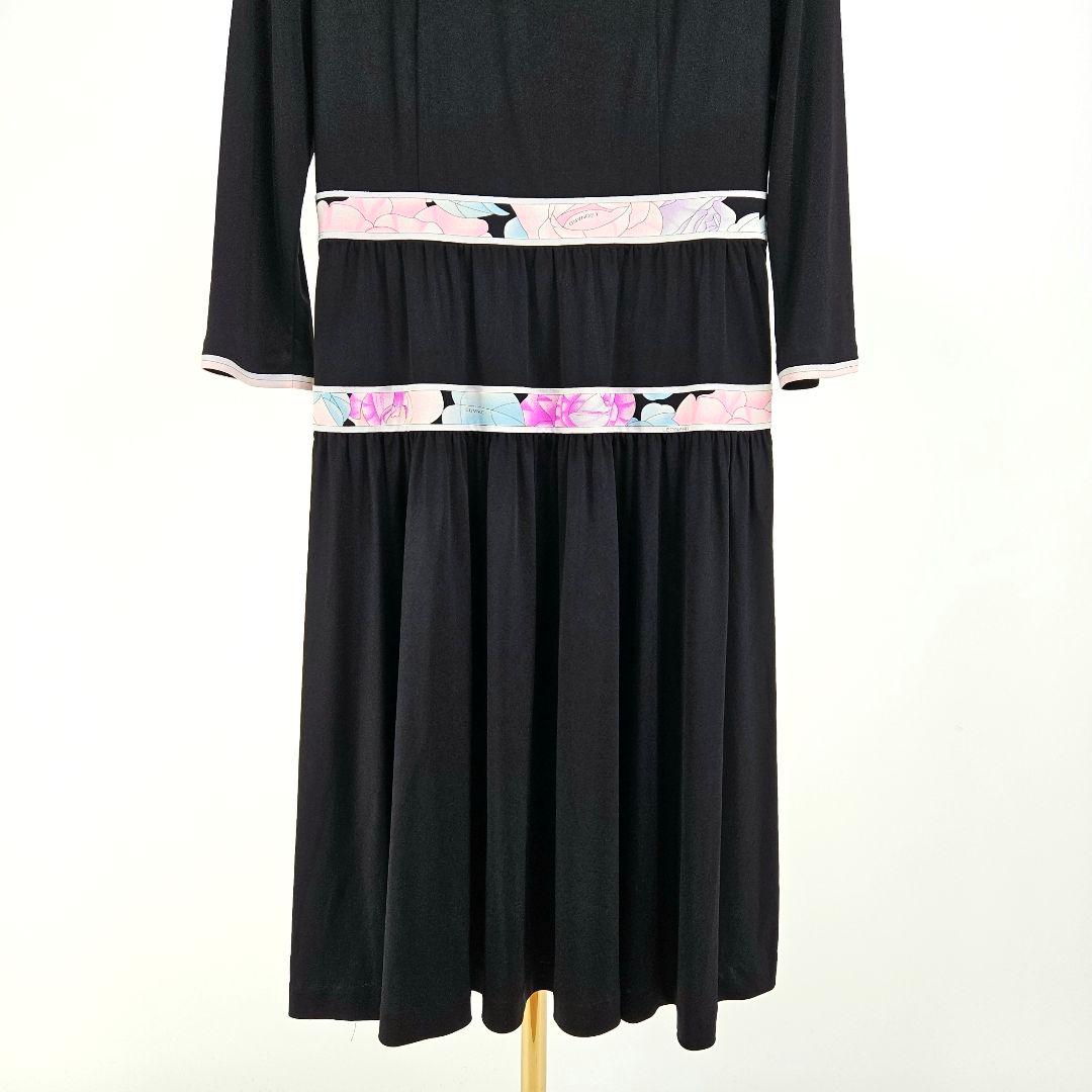 【極美品】レオナール フラワー ワンピース 36 ピンク 七分袖 カンカン