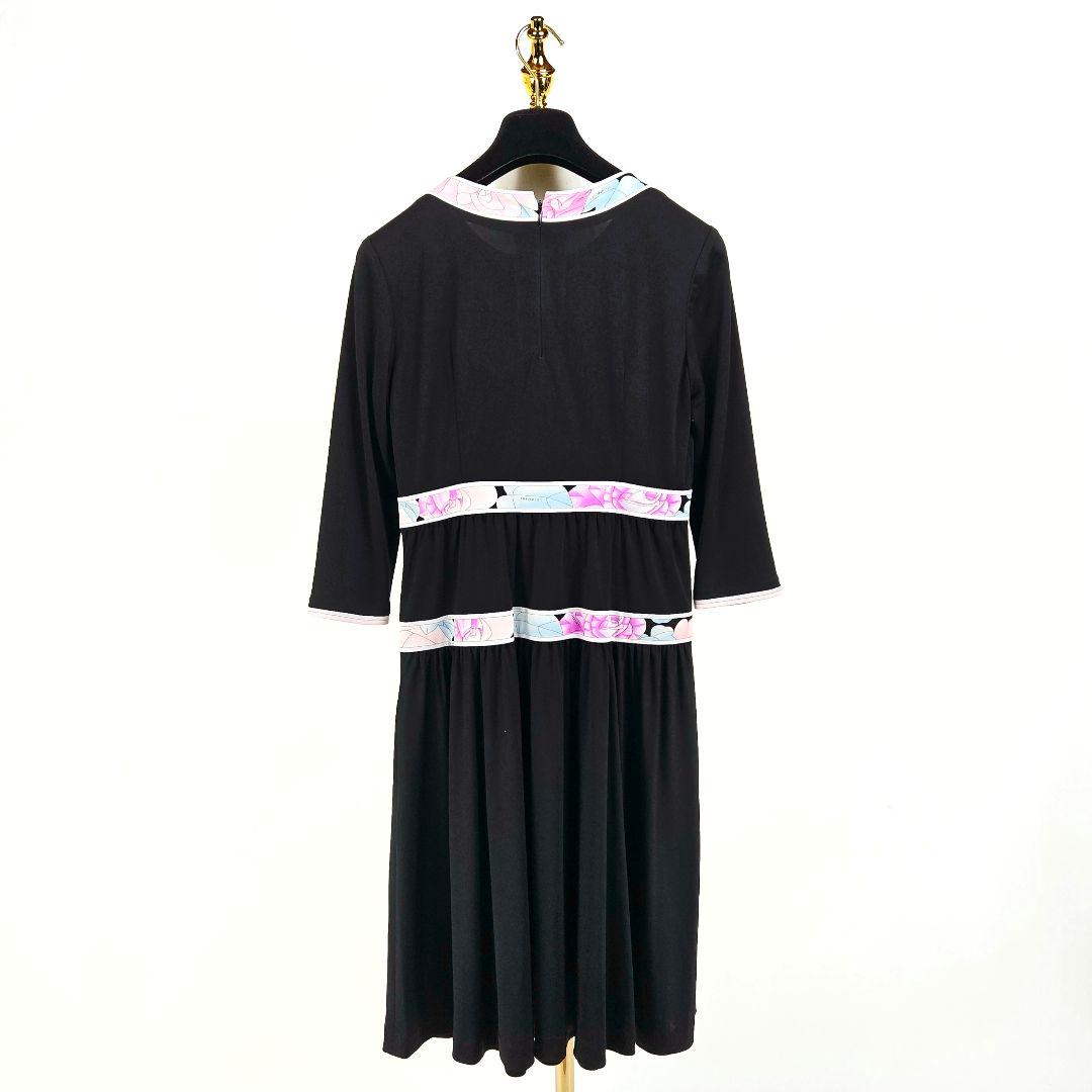 【極美品】レオナール フラワー ワンピース 36 ピンク 七分袖 カンカン