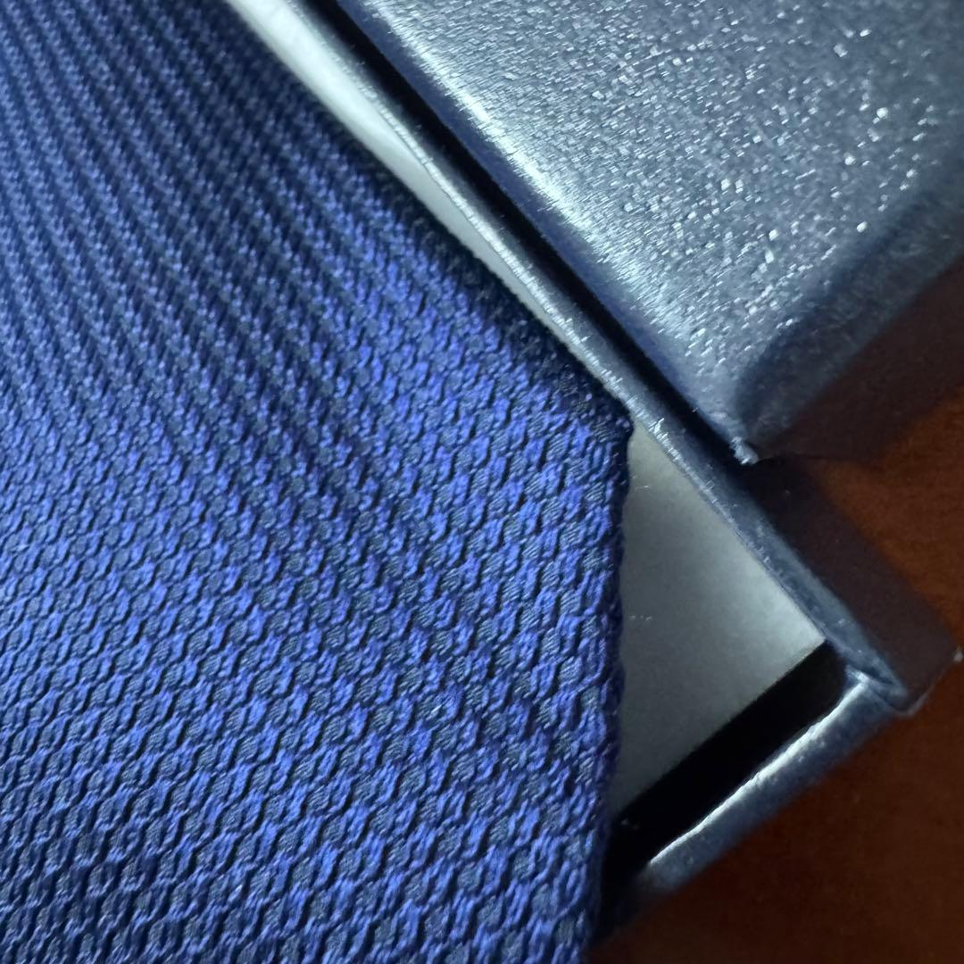 定価3.5万 ターンブル&アッサー ネイビー ソリッドタイ フレスコ ネクタイ