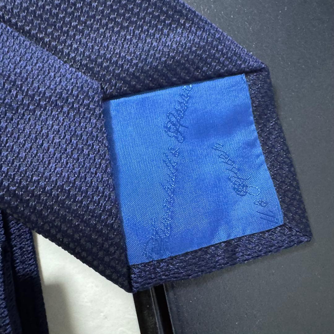 定価3.5万 ターンブル&アッサー ネイビー ソリッドタイ フレスコ ネクタイ