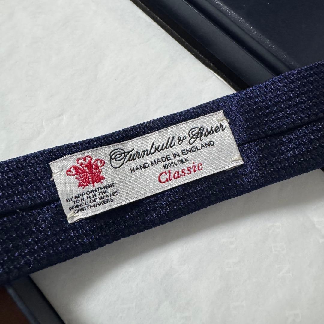 定価3.5万 ターンブル&アッサー ネイビー ソリッドタイ フレスコ ネクタイ