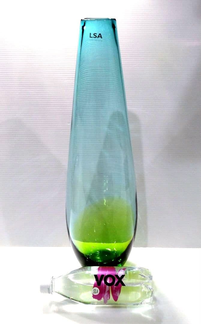 LSA フラワーベース ガラス 花器 ロング ブルー グリーン 高さ50cm