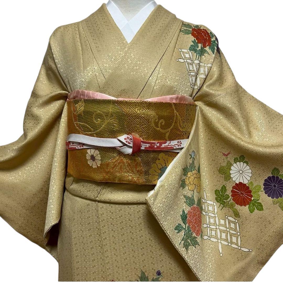 ゆ*S様 未使用近い　美品　袷　正絹　友禅　訪問着　フルセット　身丈158 裄丈