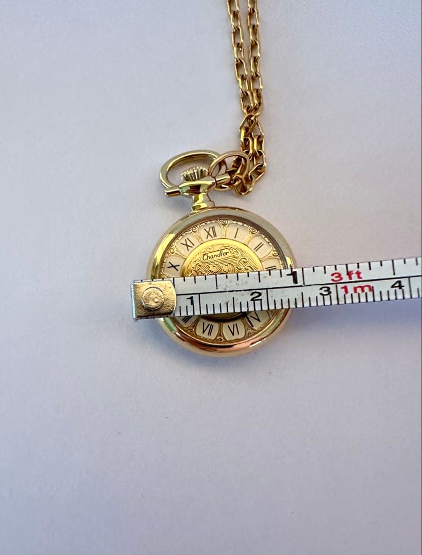 Chandler スイス製 ネックレス時計 箱・保証書・チェーン付 美品