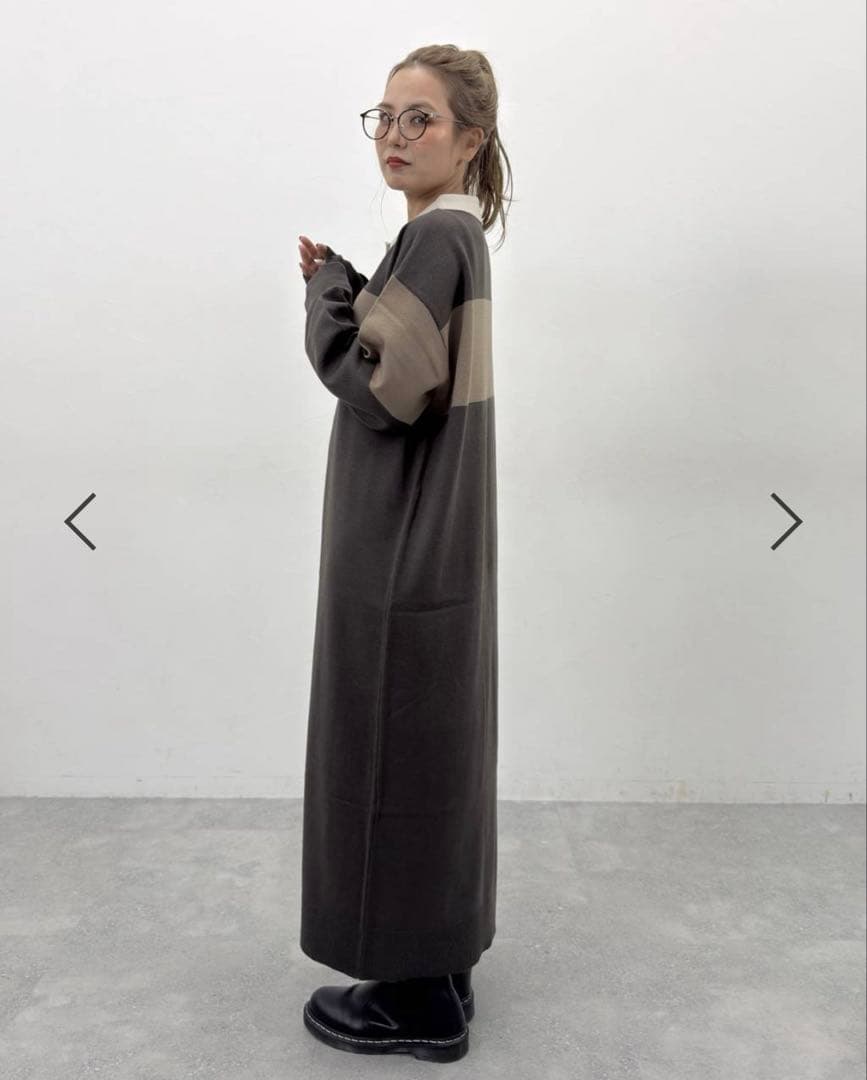 3連休のみ値下げ⭐︎ニコアンド　ラガーマキシニットワンピース　新品タグ付　L