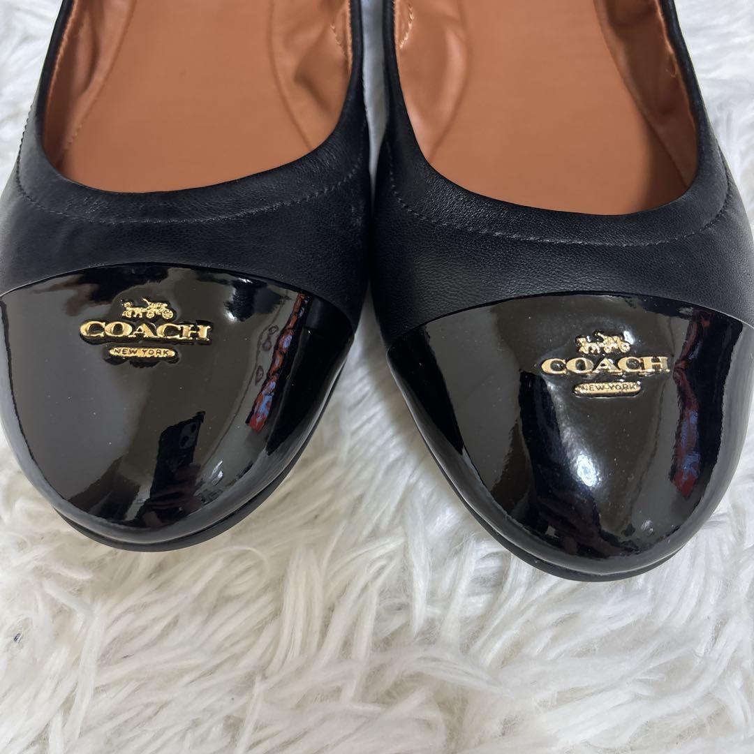 【極美品】COACH コーチ　フラットシューズ バレエシューズ　ブラック24.5