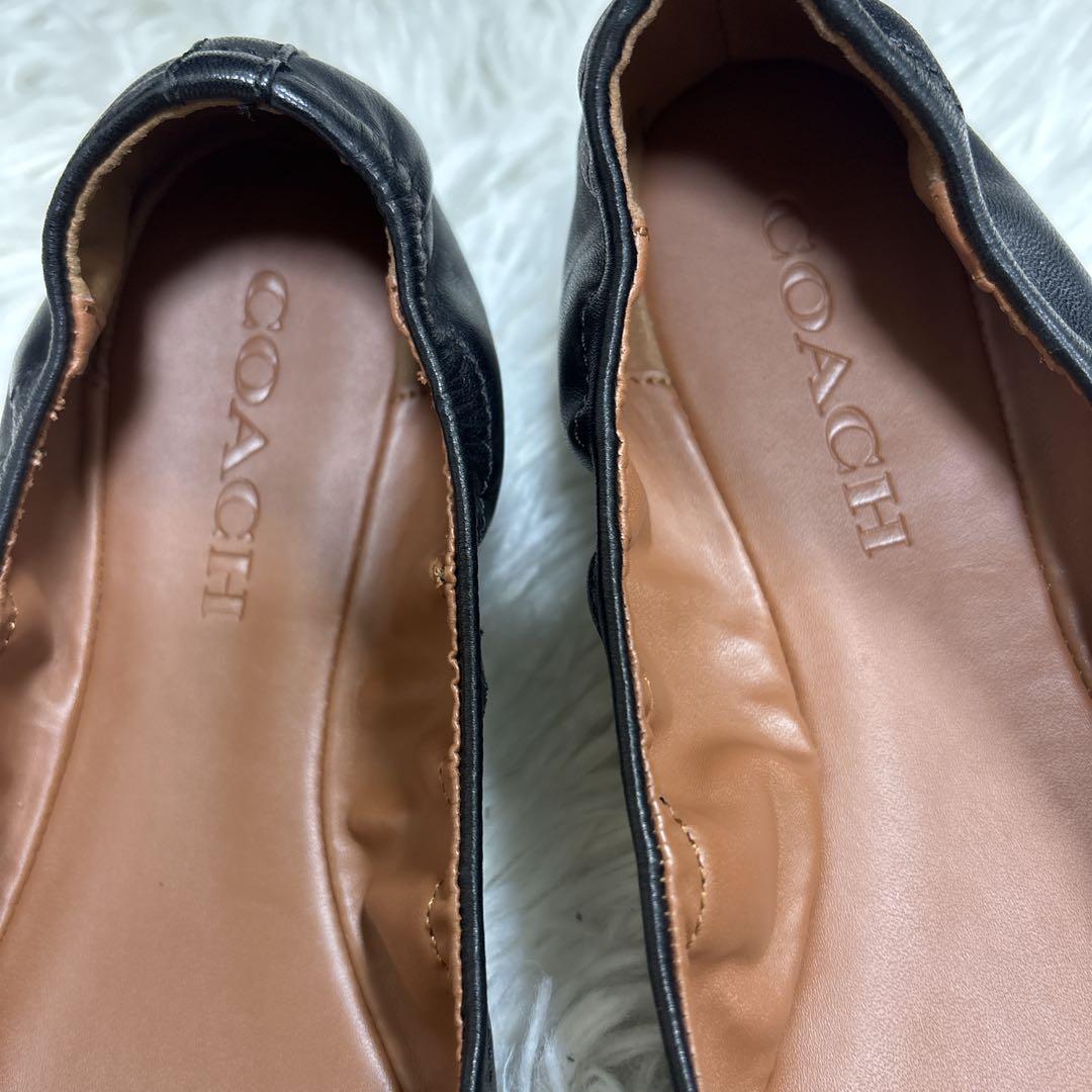 【極美品】COACH コーチ　フラットシューズ バレエシューズ　ブラック24.5