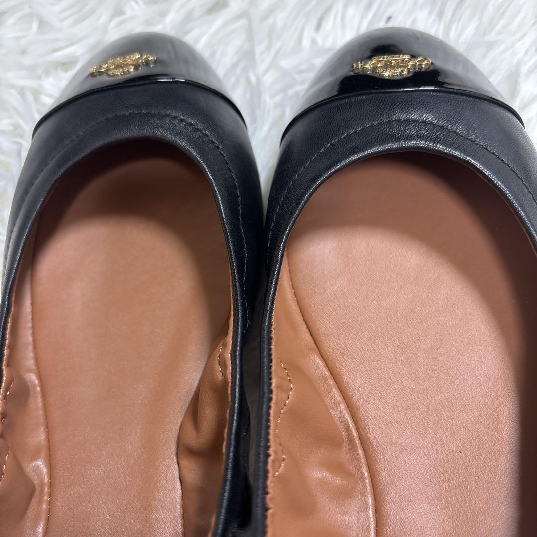 【極美品】COACH コーチ　フラットシューズ バレエシューズ　ブラック24.5