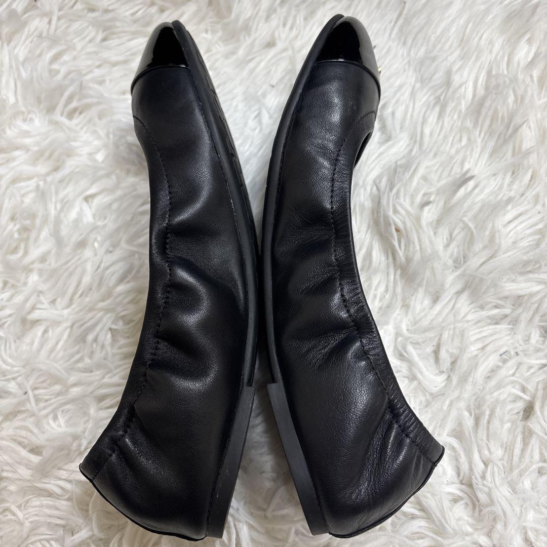 【極美品】COACH コーチ　フラットシューズ バレエシューズ　ブラック24.5