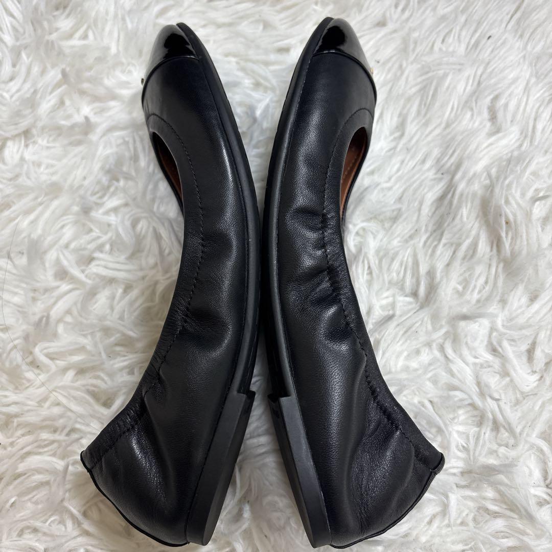 【極美品】COACH コーチ　フラットシューズ バレエシューズ　ブラック24.5