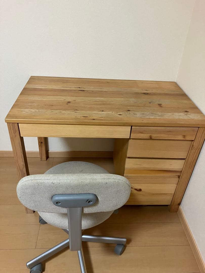 格安　無印良品 机 パイン材デスク・キャビネット