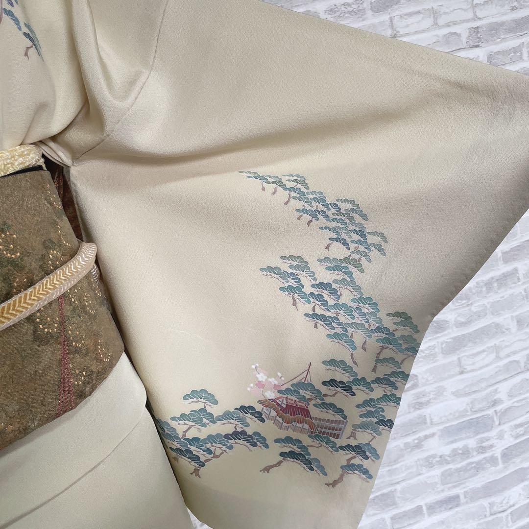 訪問着　フルセット　友禅　入江　松　海　着物　Q5