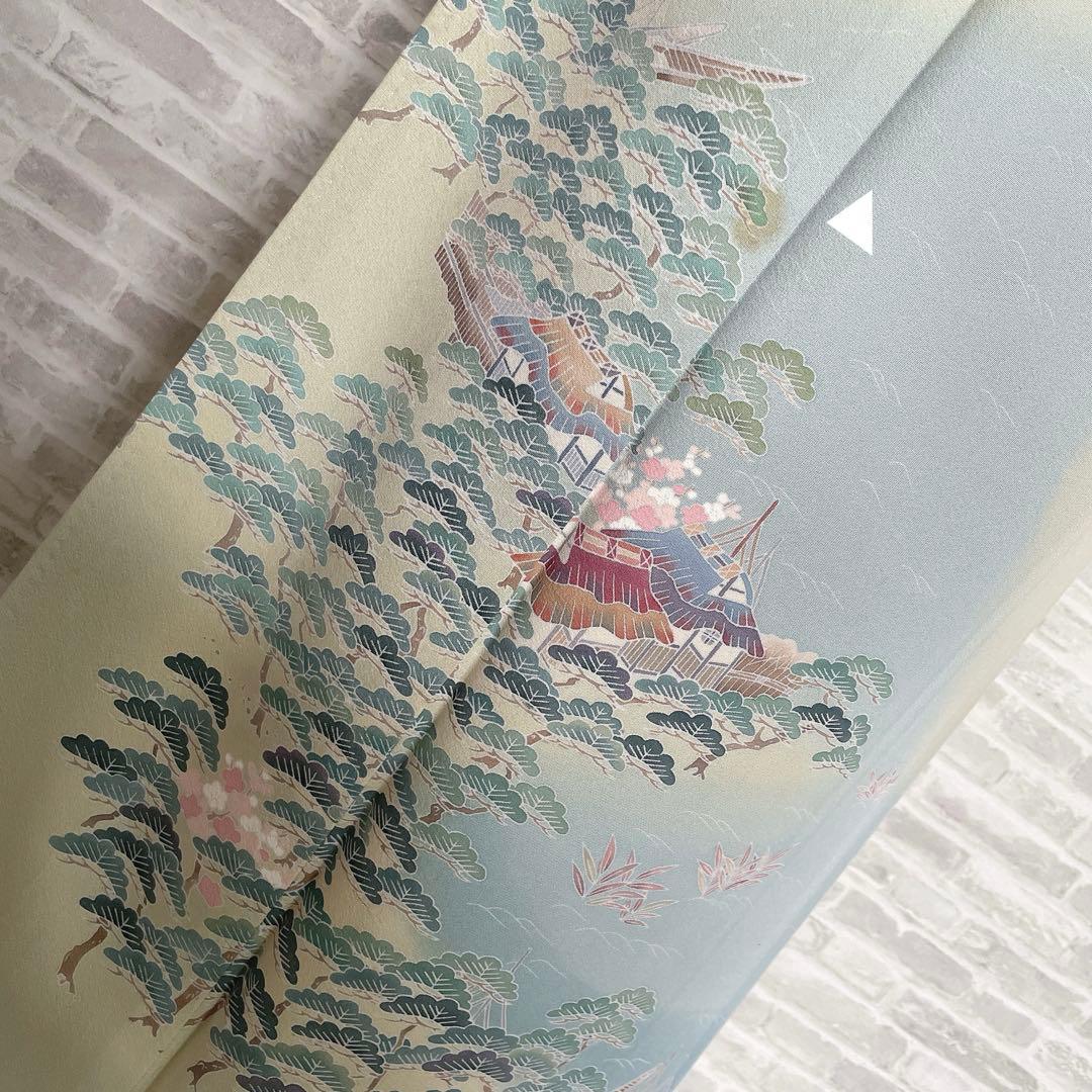 訪問着　フルセット　友禅　入江　松　海　着物　Q5