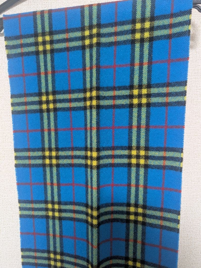 BURBERRY 希少カシミヤ マフラー 青 チェック柄