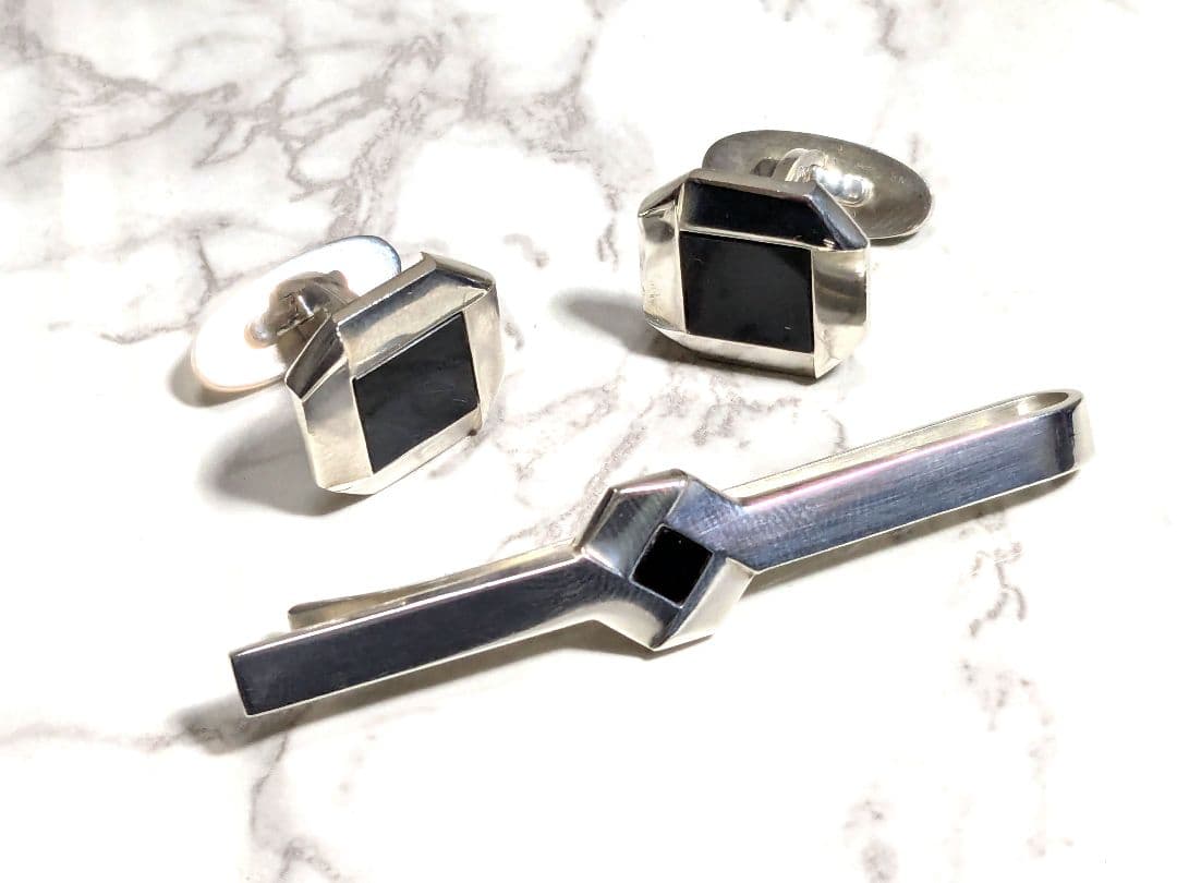 ジョージジェンセン　シルバー925　銀　オニキス　ネクタイピン　カフス　ブラック