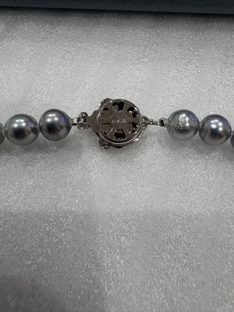 グレー真珠 ネックレス ピアス セット｜8〜8.5mm フォーマル ケース付き