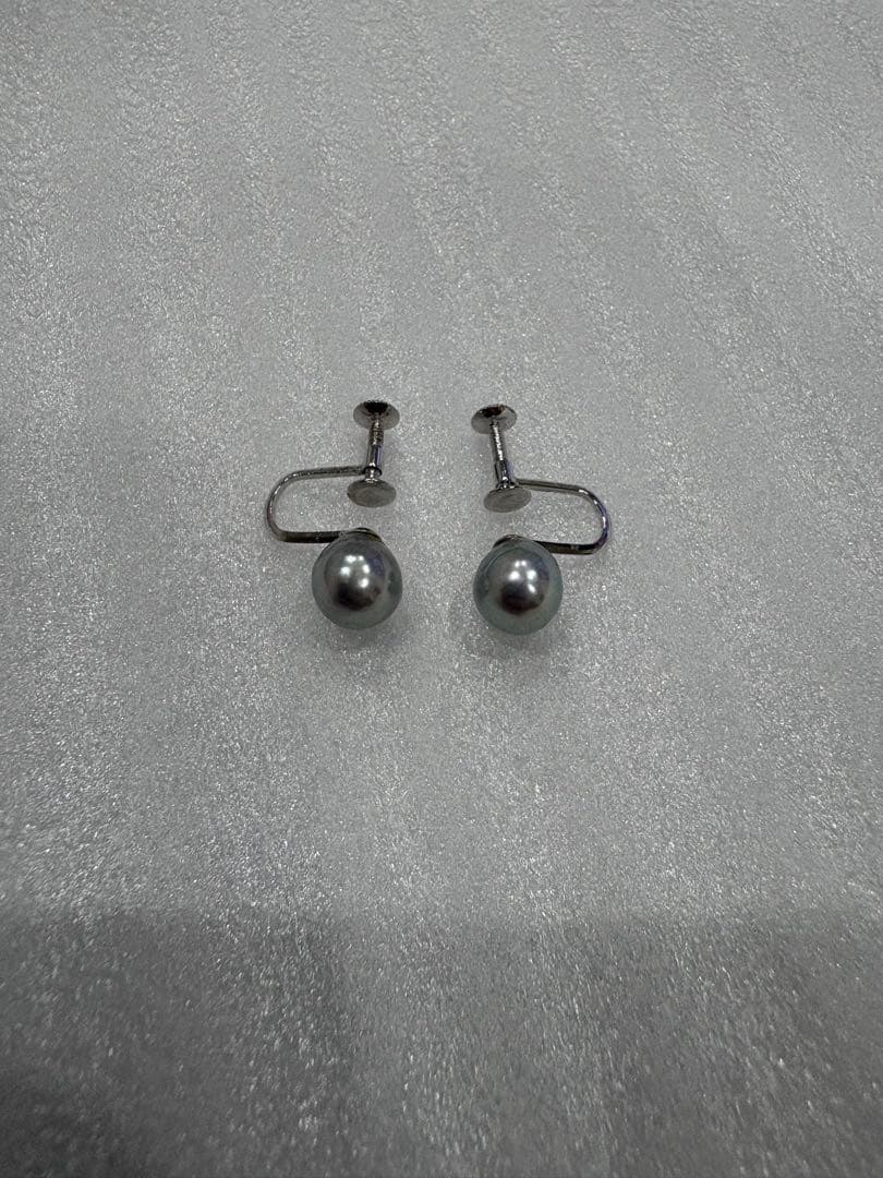 グレー真珠 ネックレス ピアス セット｜8〜8.5mm フォーマル ケース付き