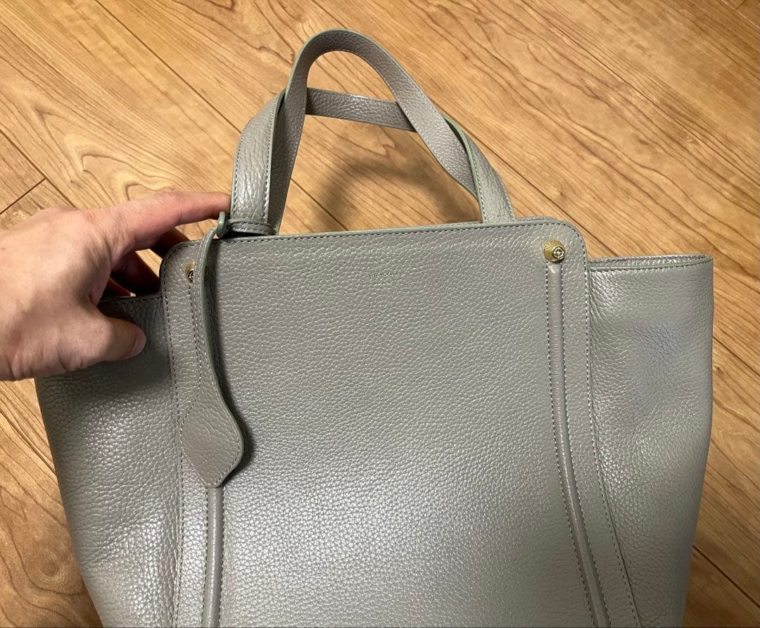 【美品】PELLE MORBIDA グレー レディース　レザートートバッグ