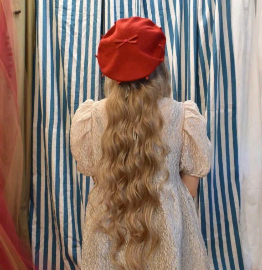 バラ色の帽子　ベレー帽　赤　BaraironoBoushi