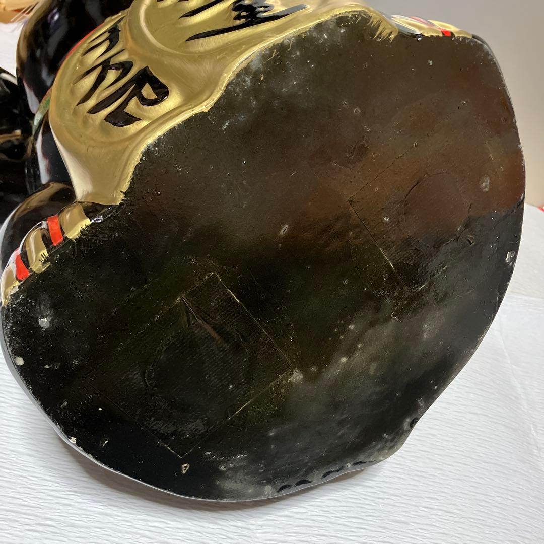レトロ　招き猫　黒　貯金箱　超特大　(25)