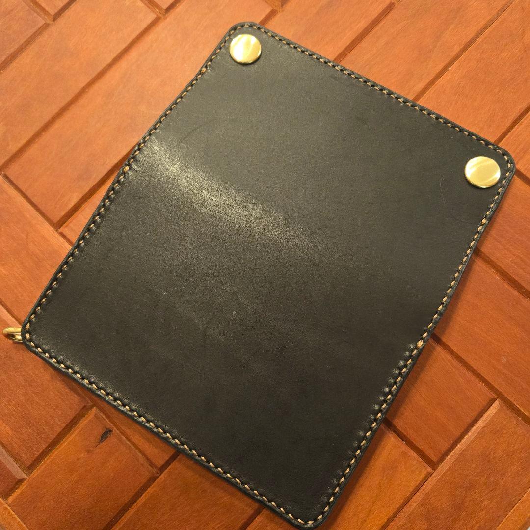 127ミドル　トラッカーウォレット　国産タンニン鞣しヌメ革【ブラック】