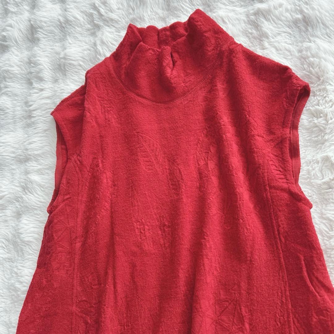 センソユニコ✨ann吉★総柄　ジャガード　モックネック　ノースリーブ　チュニック