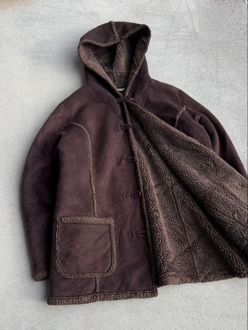 00s エルエルビーン 古着 ムートンダッフルコート 裏ボア XL ブラウン