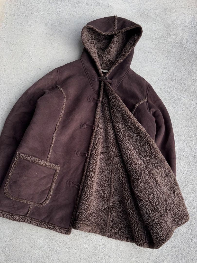 00s エルエルビーン 古着 ムートンダッフルコート 裏ボア XL ブラウン