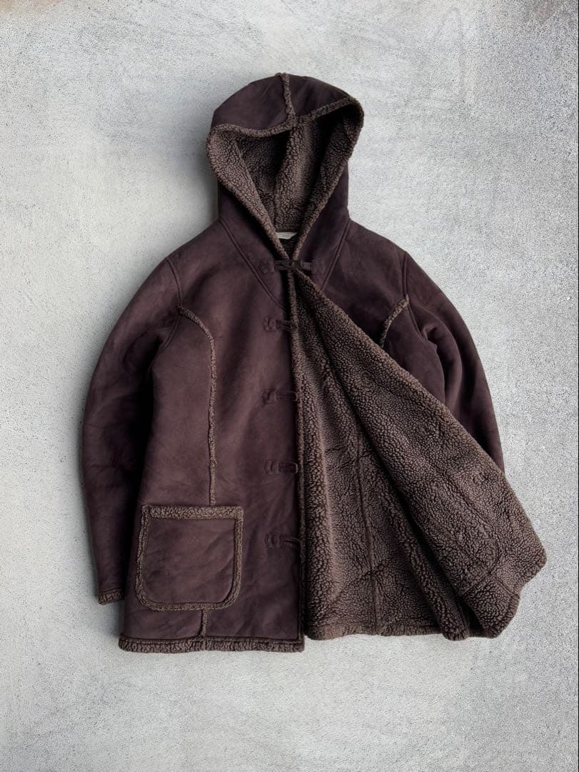 00s エルエルビーン 古着 ムートンダッフルコート 裏ボア XL ブラウン