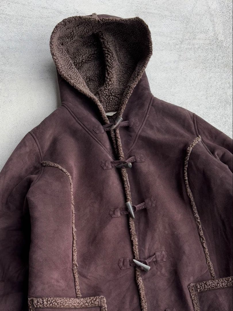 00s エルエルビーン 古着 ムートンダッフルコート 裏ボア XL ブラウン