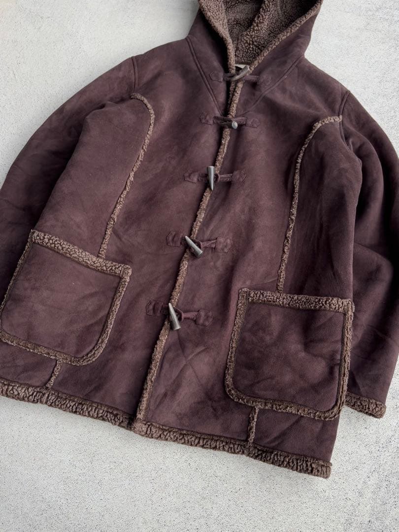 00s エルエルビーン 古着 ムートンダッフルコート 裏ボア XL ブラウン