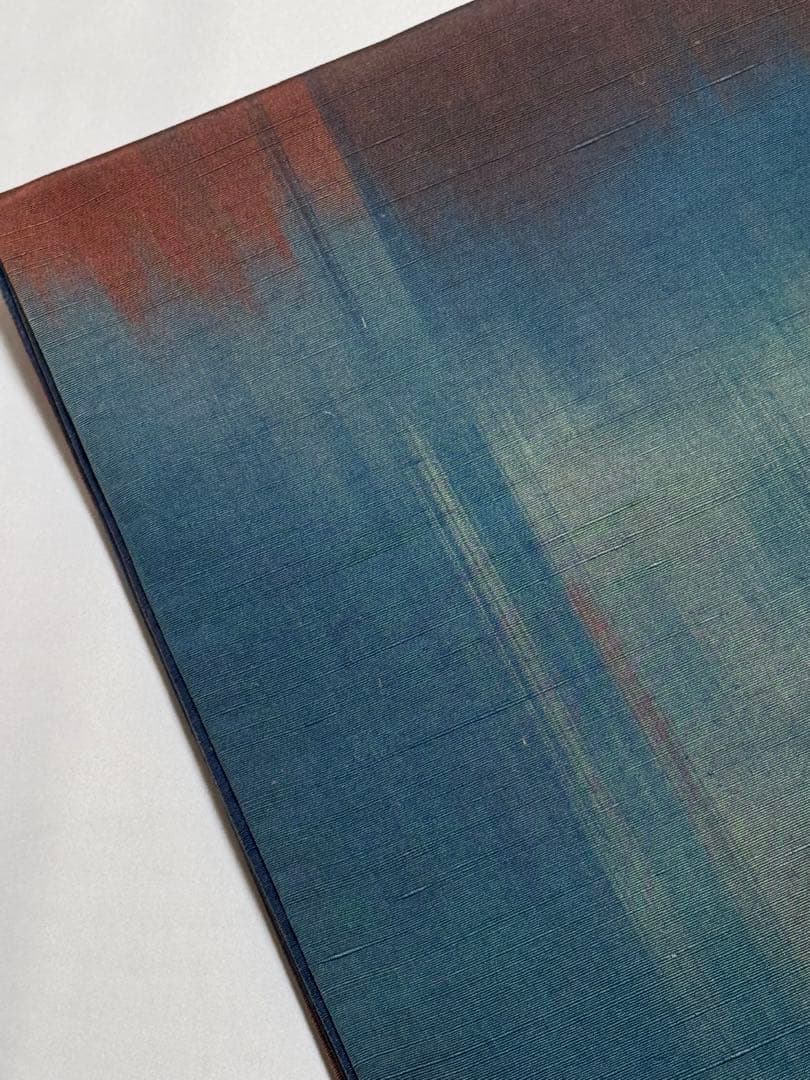 [極美品] 紬地　袋帯　正絹　紺　青　紬織　洒落袋　カジュアル　小紋　紬　無地