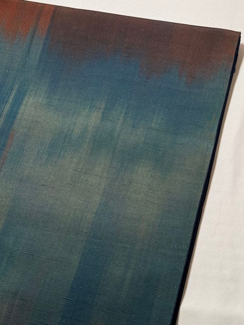 [極美品] 紬地　袋帯　正絹　紺　青　紬織　洒落袋　カジュアル　小紋　紬　無地