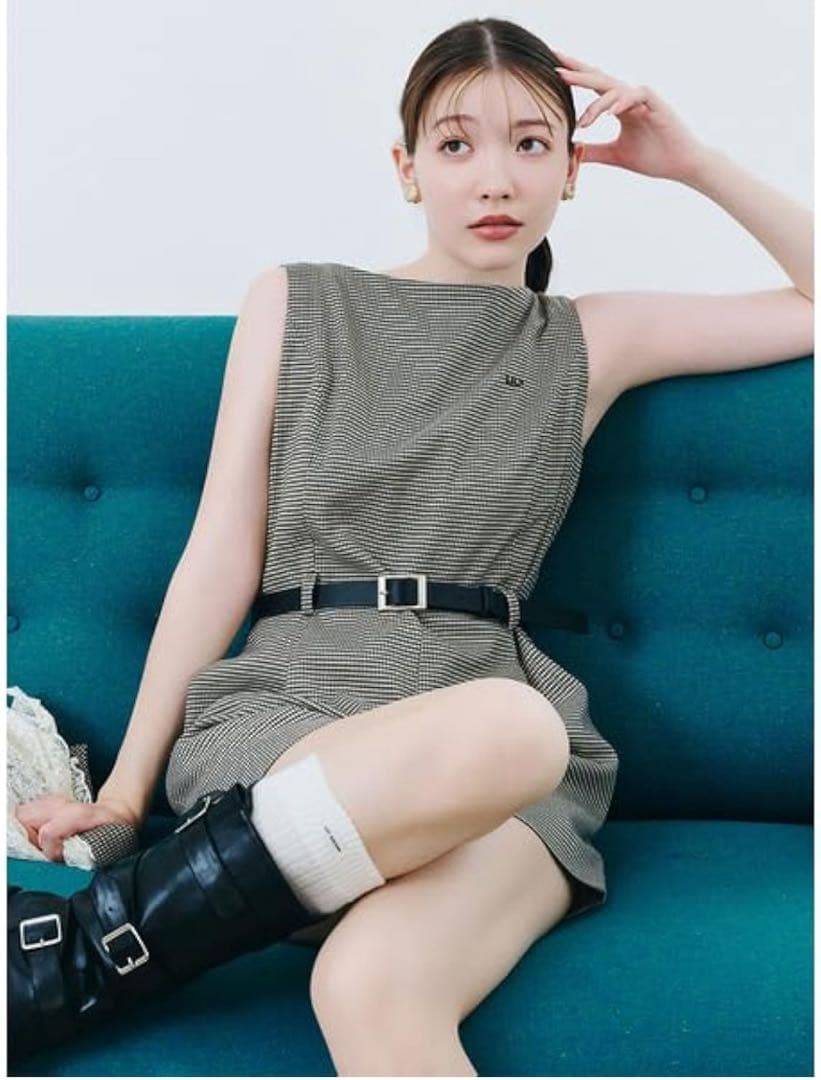 [リリーブラウン] ベルト付きミニロンパース　チェック