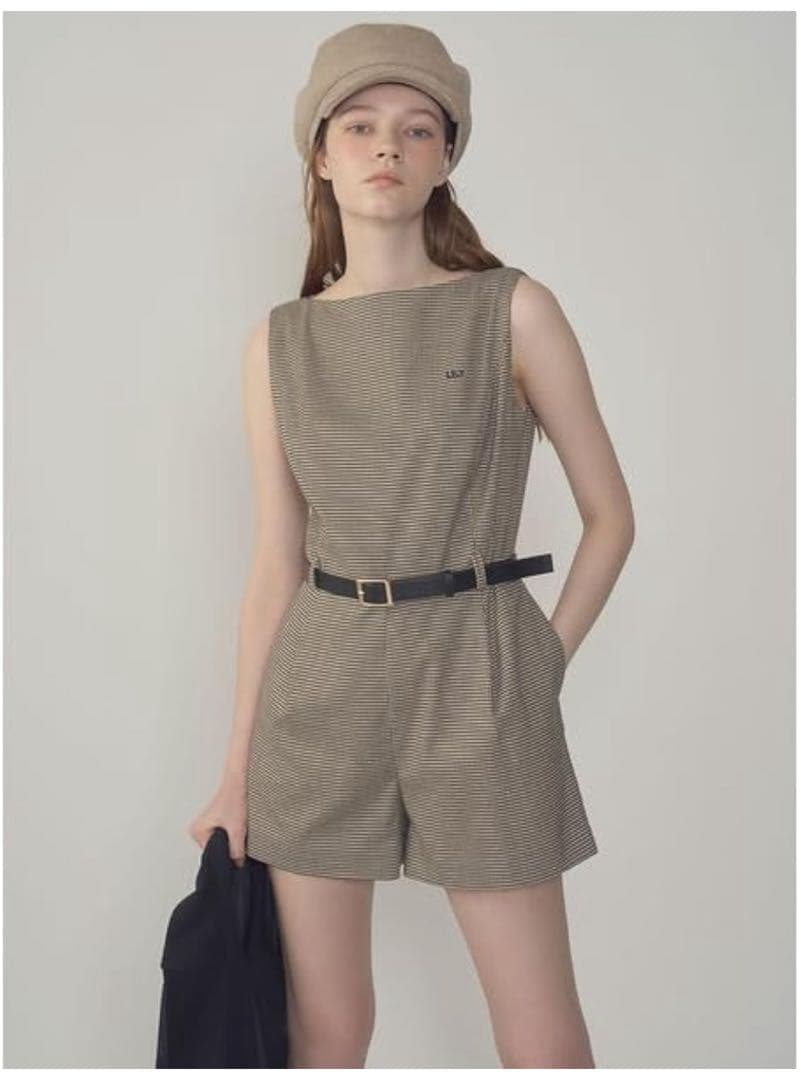 [リリーブラウン] ベルト付きミニロンパース　チェック