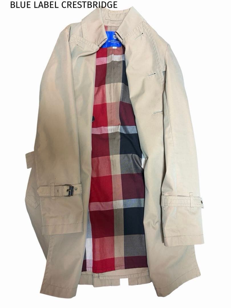 極美品 ブルーレーベルクレストブリッジ トレンチコート ライナー チェック 38