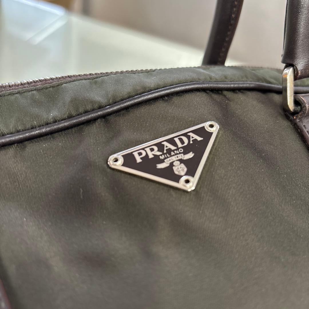PRADA プラダ 横長 肩掛けショルダーバッグ トートバッグ ナイロン×レザー