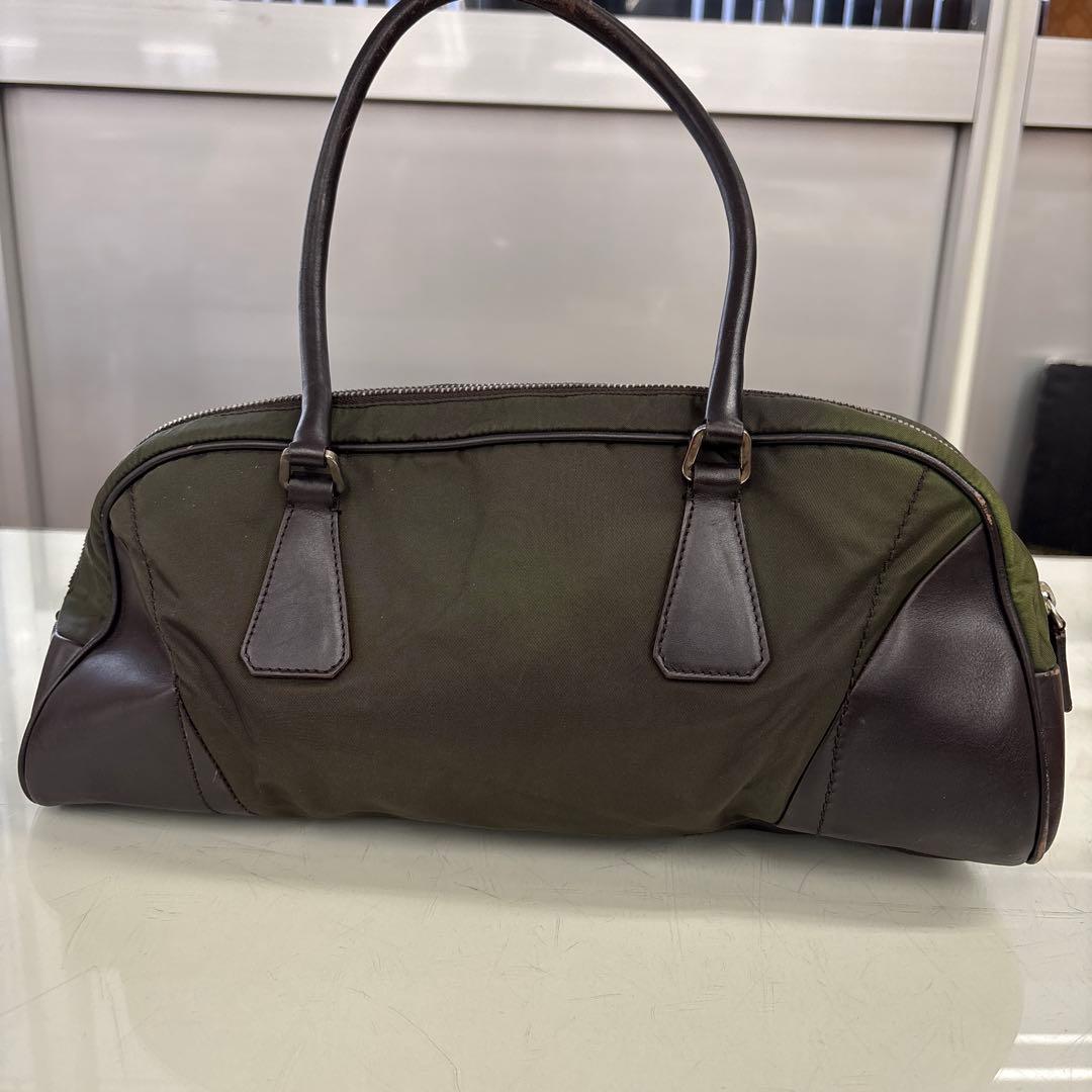 PRADA プラダ 横長 肩掛けショルダーバッグ トートバッグ ナイロン×レザー