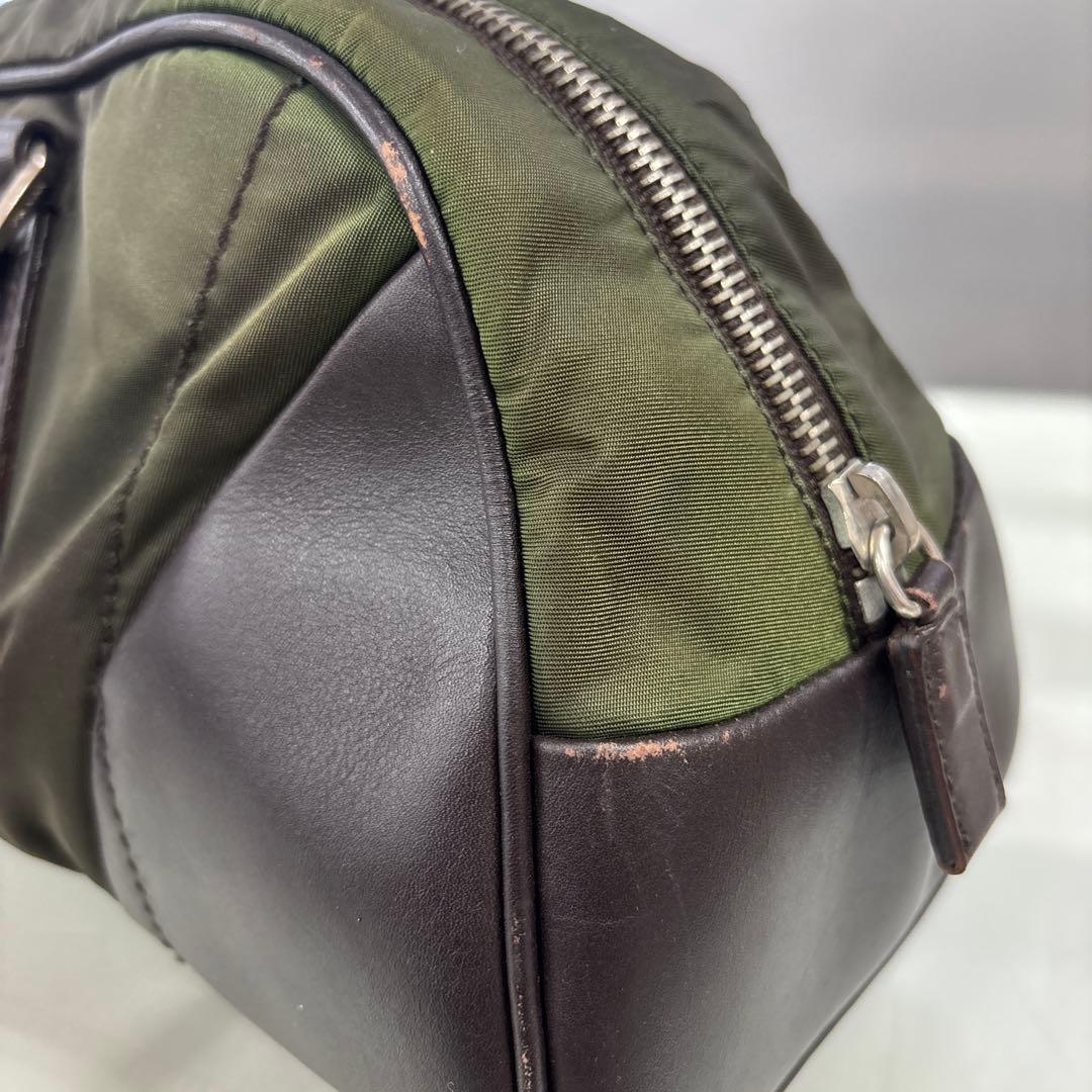 PRADA プラダ 横長 肩掛けショルダーバッグ トートバッグ ナイロン×レザー