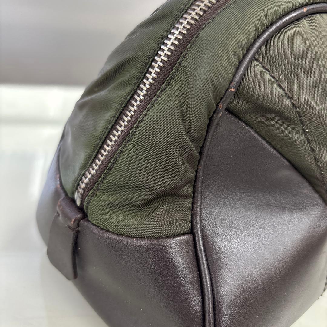 PRADA プラダ 横長 肩掛けショルダーバッグ トートバッグ ナイロン×レザー