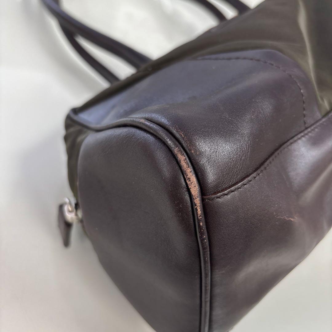 PRADA プラダ 横長 肩掛けショルダーバッグ トートバッグ ナイロン×レザー