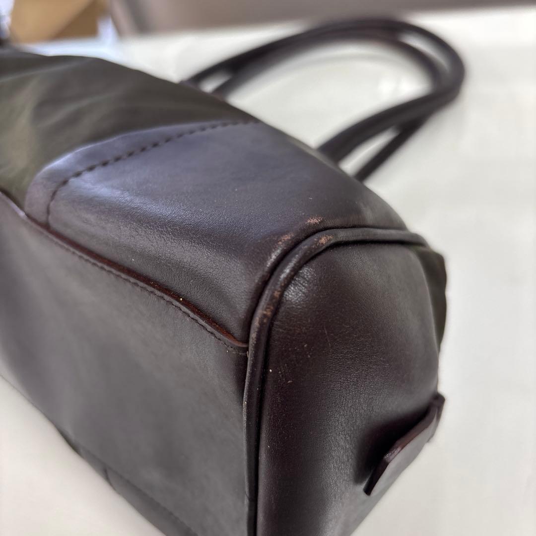 PRADA プラダ 横長 肩掛けショルダーバッグ トートバッグ ナイロン×レザー