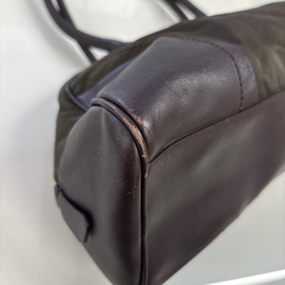 PRADA プラダ 横長 肩掛けショルダーバッグ トートバッグ ナイロン×レザー