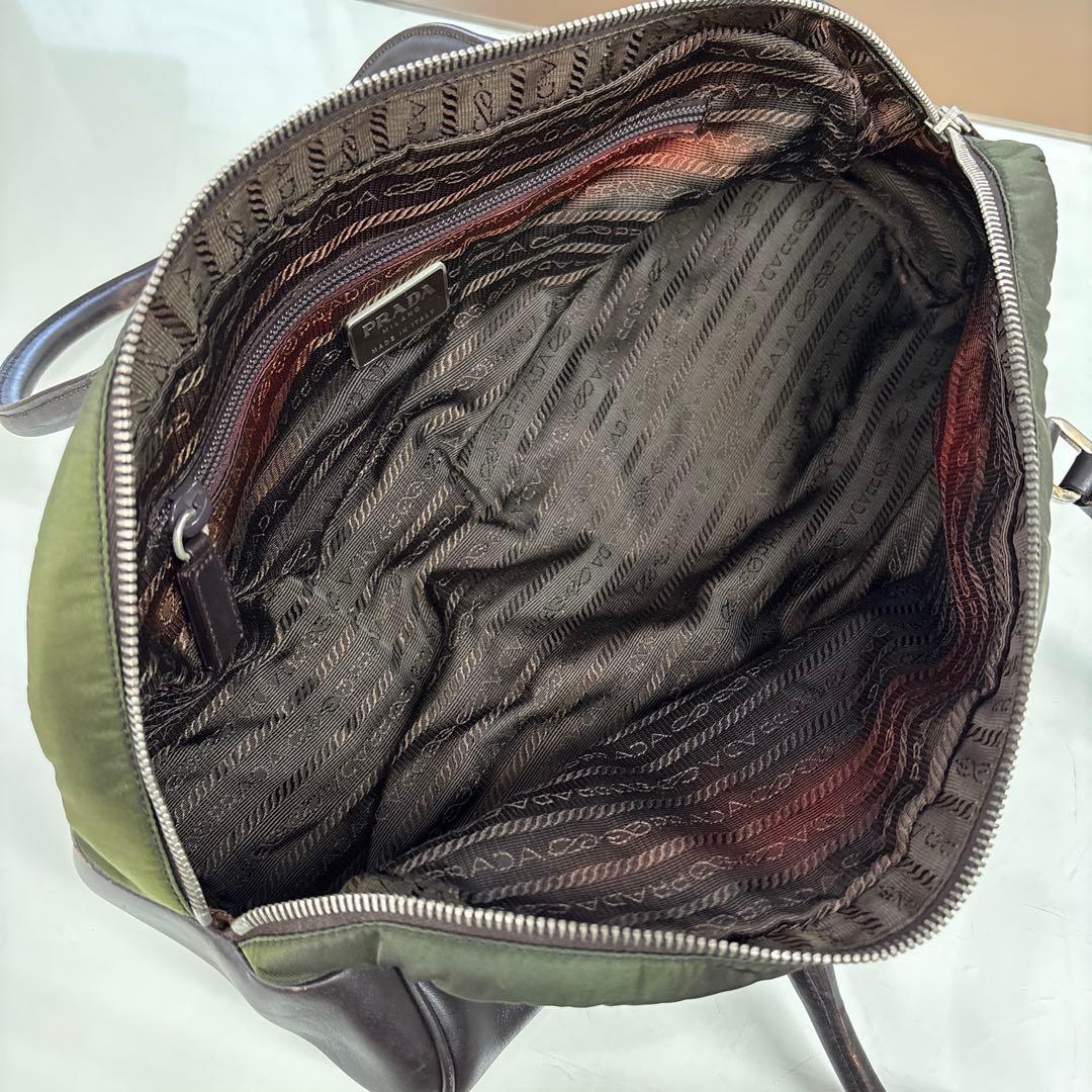 PRADA プラダ 横長 肩掛けショルダーバッグ トートバッグ ナイロン×レザー