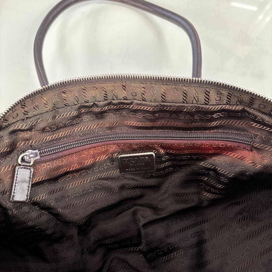 PRADA プラダ 横長 肩掛けショルダーバッグ トートバッグ ナイロン×レザー