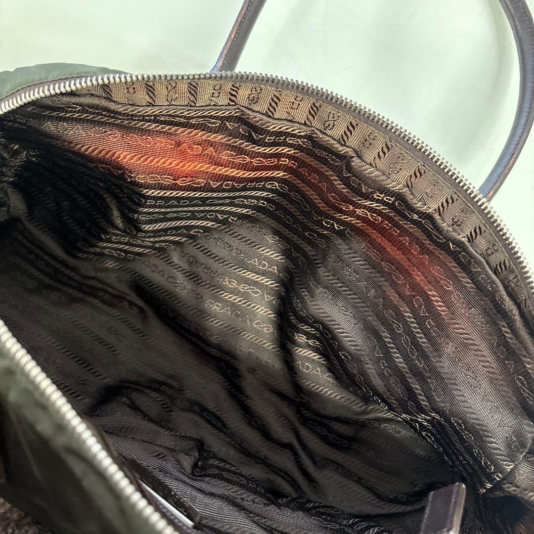 PRADA プラダ 横長 肩掛けショルダーバッグ トートバッグ ナイロン×レザー